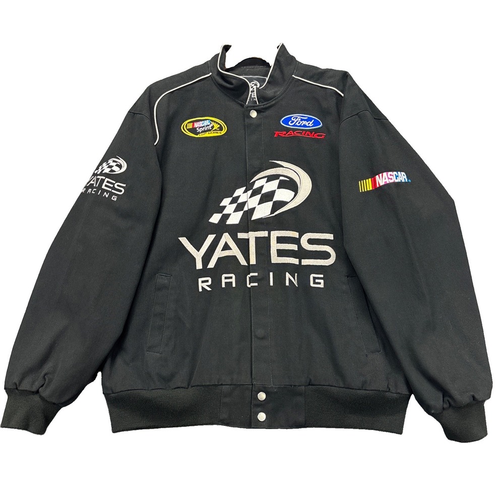 Yates Racing Ford NASCAR Sprint Cup Series Bomber Jacket Mens Large Embroidered
